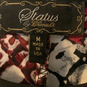 Status medium size sleeveless blouse, multi color, red, black, gray, white